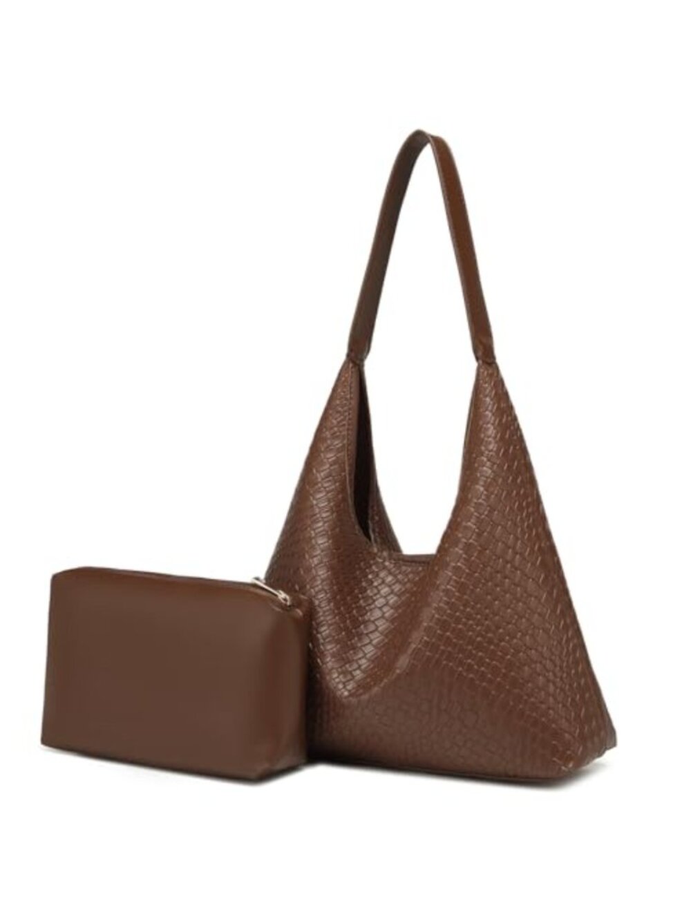 Women's Faux Leather Woven Shoulder Bag Hobo Tote Top-Handle Vegan Leather